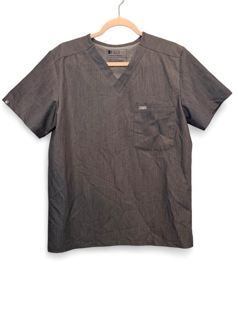 Figs Men’s Charcoal V-Neck Short Sleeve Scrub Top